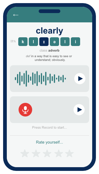 The eduSay app showing a pronunciation practice screen